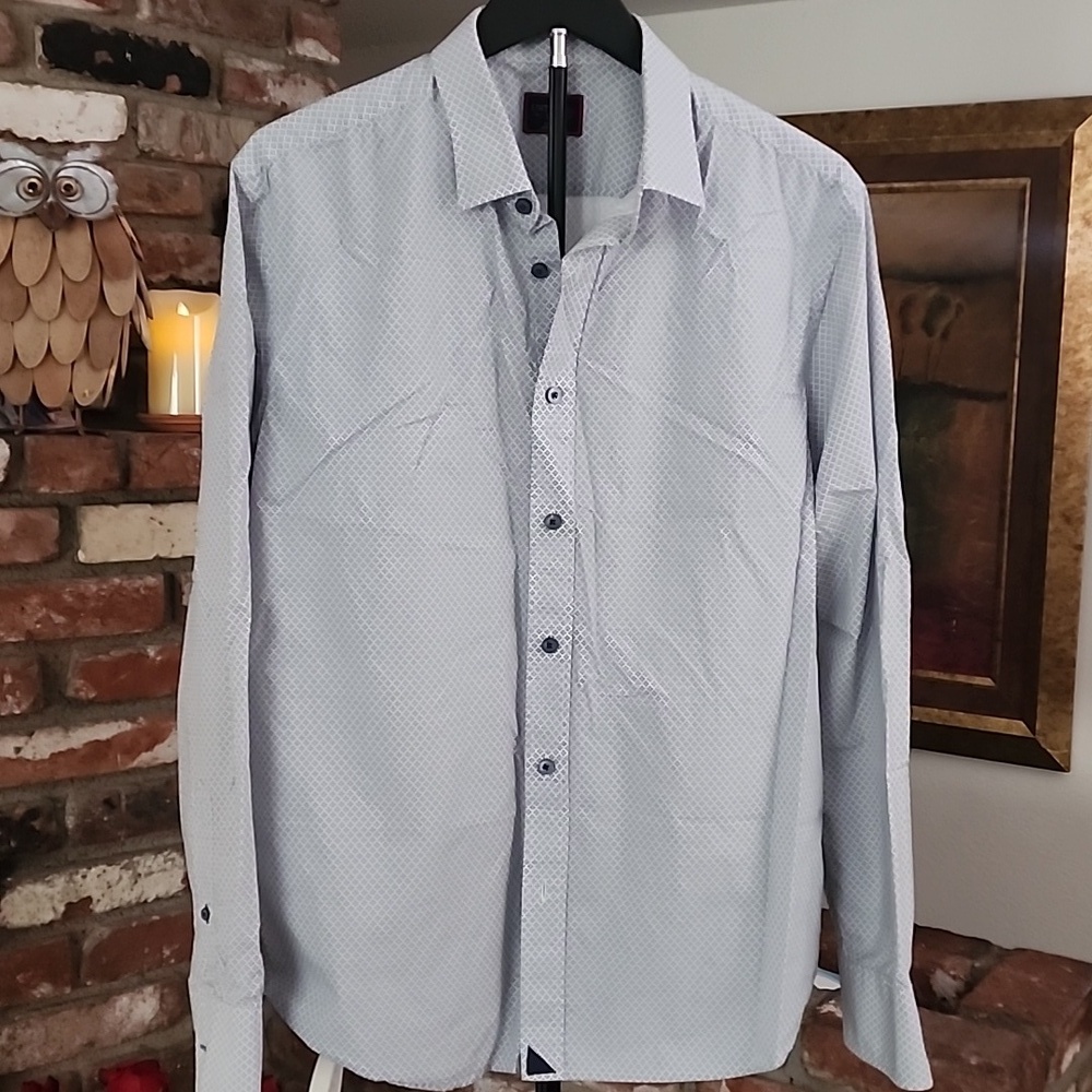 UNTUCKit Valdonica Slim Fit Light Gray Geometric Button Down Shirt